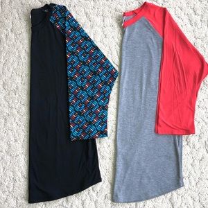 LulaRoe 2 Randy Tee’s XL Raglan Baseball Unisex